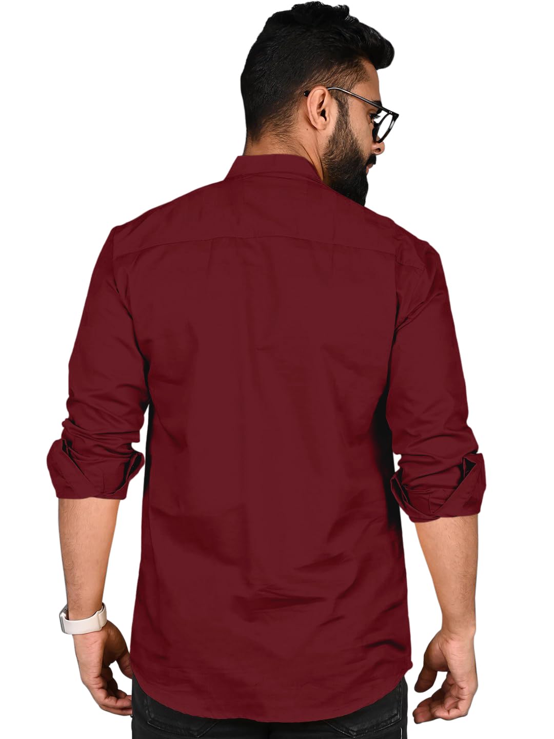 Finivo Fashion MenS Cotton Polyester Blend Solid Regular Fit Full Sleeve Short Kurta Maroon