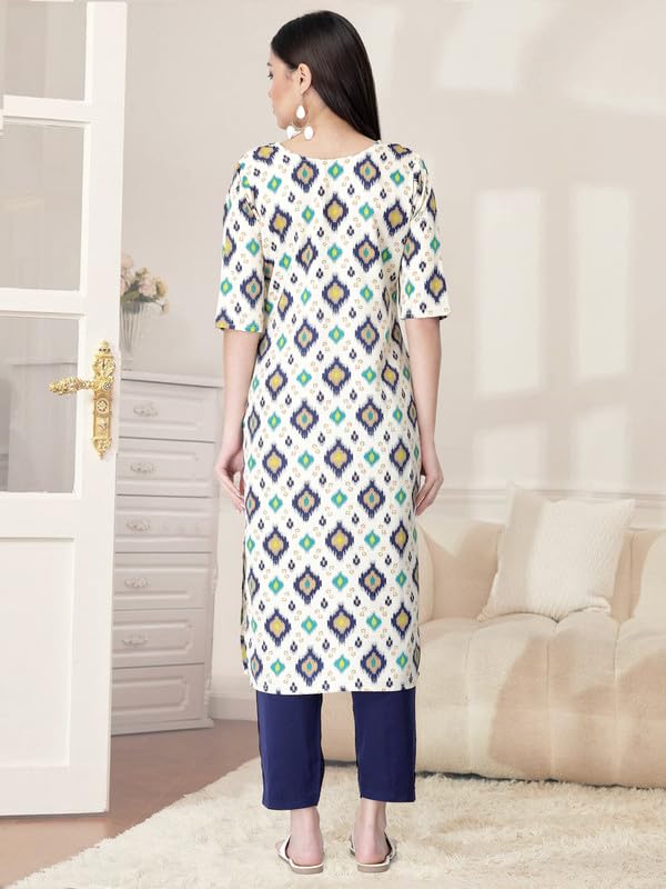 Pinkmint Kurta Set for Women Cotton Printed Straight Kurta with Pant (Pack of 1)