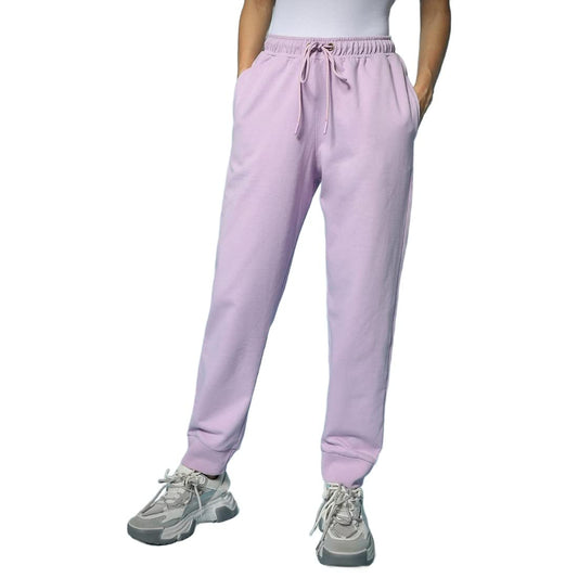 Bewakoof Womens Solid Poly Cotton Joggers - Oversized Fit 555630_Purple_XL