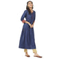 Fabindia WomenS Viscose Silk Solids Regular Kurta_Navy_S