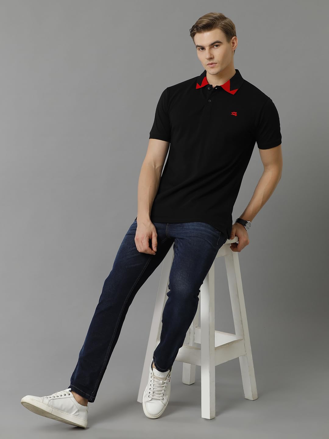 ADRO Premium Cotton Polo for Men (PN23-H-PLN-BL_Black)