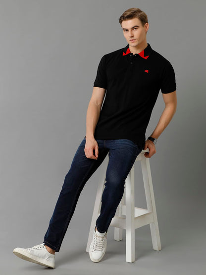 ADRO Premium Cotton Polo for Men (PN23-H-PLN-BL_Black)