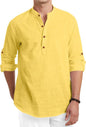 Macsivo MenS Cotton Polyester Blend Solid Regular Fit Full Sleeve Short Kurta | Lightweight Summer Short Kurta Yellow