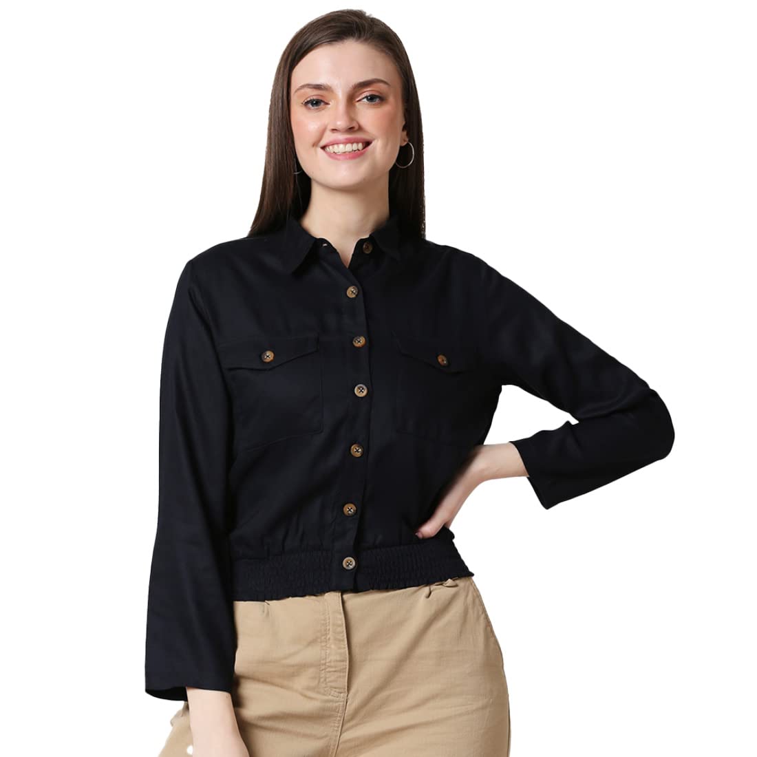 Bewakoof Womens Solid Smoked Waist Top