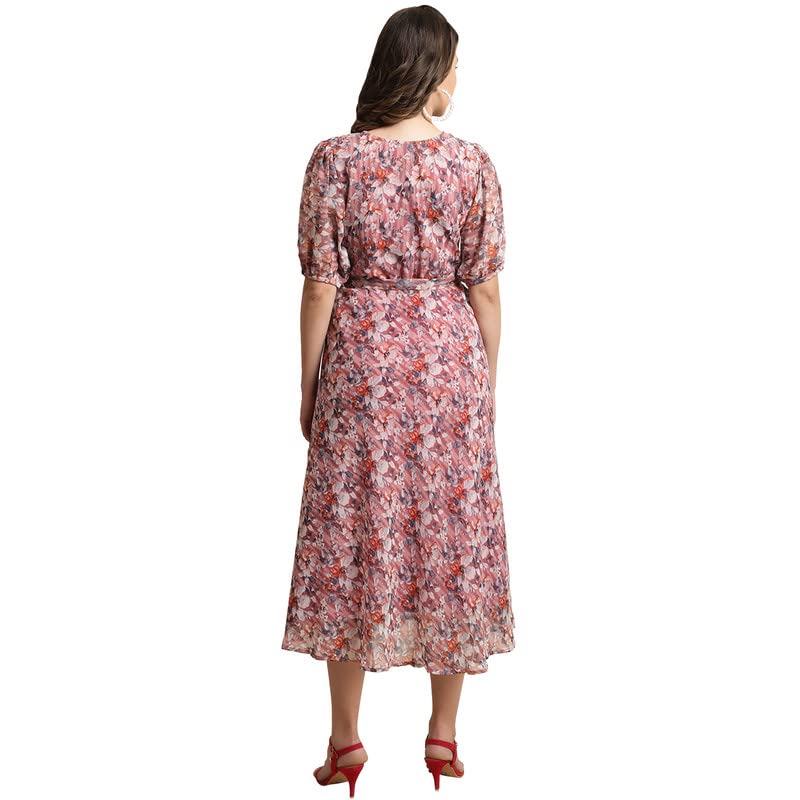 Preneum WomenS Maxi Fit & Flare Print Georgette Regular Sleeves Casual |Summer |Latest Style |Festival & Occasion Maxi Gown(Max