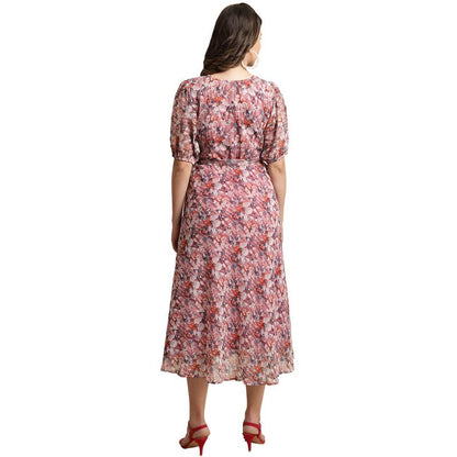 Preneum WomenS Maxi Fit & Flare Print Georgette Regular Sleeves Casual |Summer |Latest Style |Festival & Occasion Maxi Gown(Max
