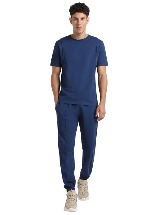Nobero Navy Blue Hwak Co-Ord Set For Men | Super Soft And Comfortable Coord Set | Track Pants With Drawstring Waist For Perfect