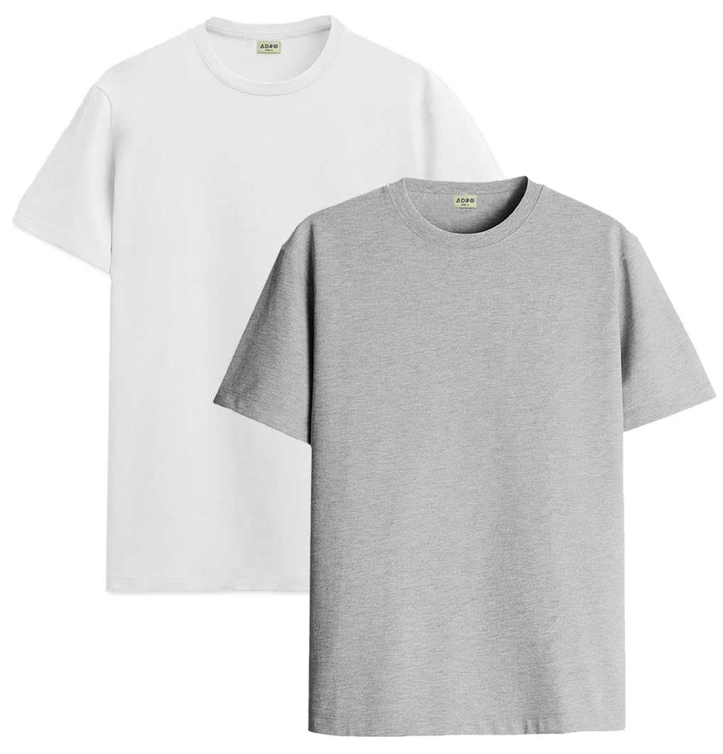 ADRO T Shirts Pack of 2 Mens Tshirts Cotton T Shirts for Men Tshirt T-Shirts Combo T Shirts Tshirts for Men Plain Solid Tshirts