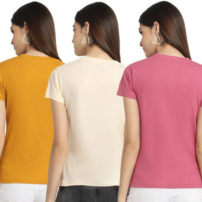 Preneum Womens Cotton Regular Fit Latest Graphic Stylish Printed Short Sleeves Casual T-Shirt || Latest Trendy & Style (Pack 3)