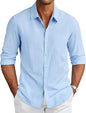 CB-COLEBROOK Mens Long Sleeve Button Down Shirts Casual Cotton Linen Shirts Summer Beach Shirt for Mens Top (in, Alpha, XL, Reg
