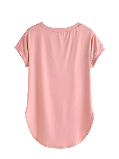Fabricorn Womens Solid Regular Fit T-Shirt (GT01_UpDown4_P_Dusty Rose