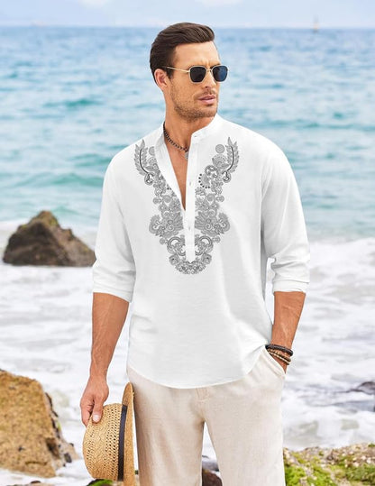 Finivo Fashion MenS Cotton Blend Short Kurta With Full Sleeves And Ethnic Neck Design | Casual Crinkle Texture Kurta With Mandar