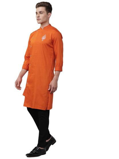The Indian Garage Co Men'S Cotton Slim Kurta (0620-Ck35L42-05_Orange)