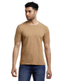 Turtle Men Cotton Stretch Solid Brown Crew Neck Tshirt