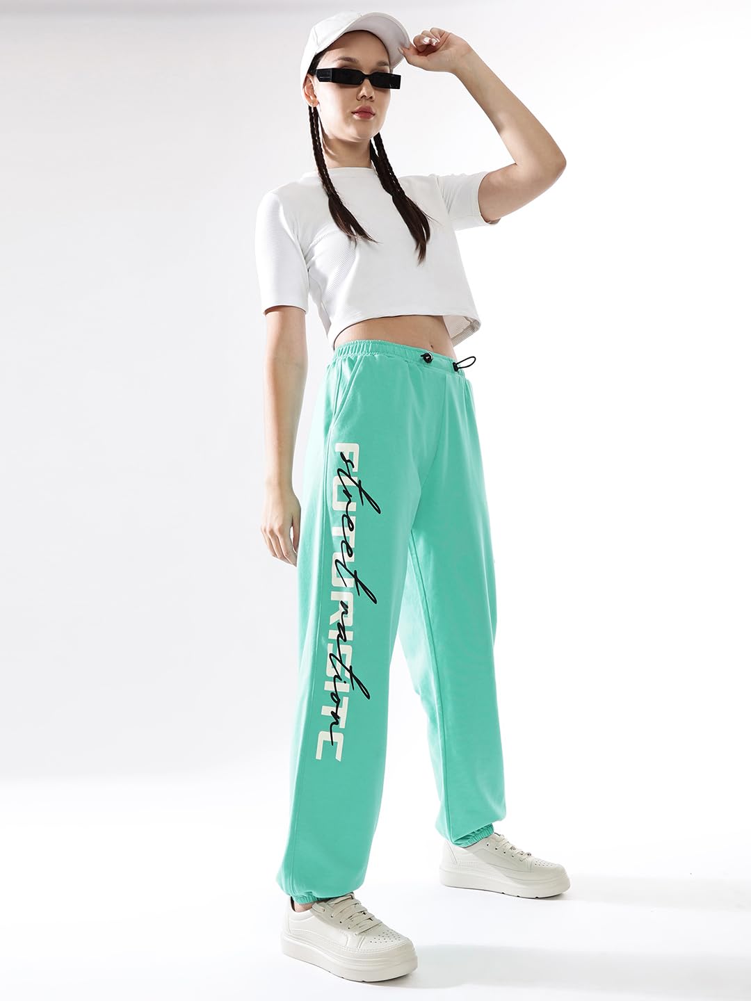 Hubberholme Women Printed Jogger High-Rise Casual Track Pants 10 Blue