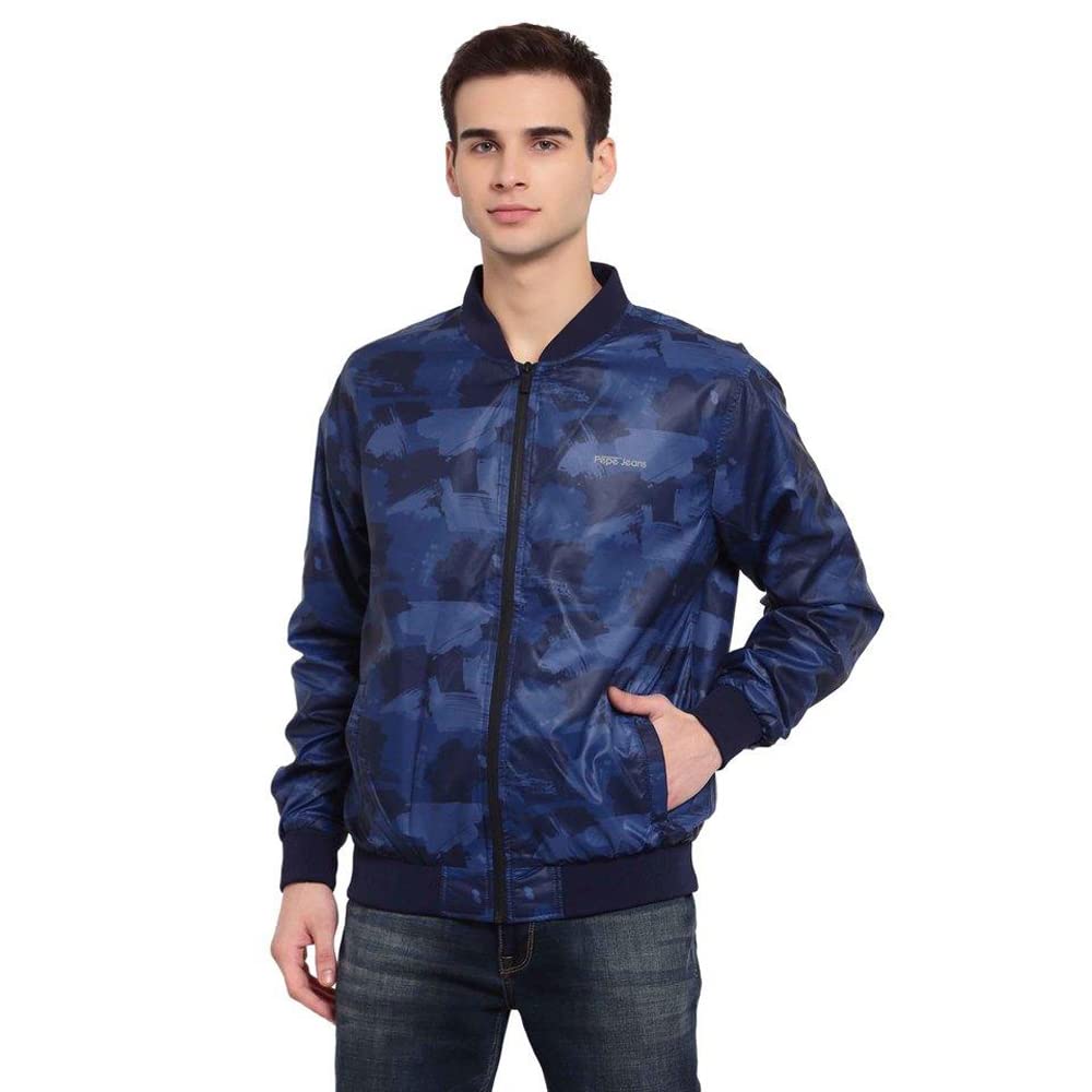 Pepe Nylon Zipper Closure Regular Fit Mens Casual Jacket (A21Dawnlsipblu003, Blue, Large)