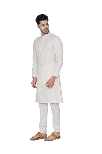 Manyavar Selfdesign Motif Weave Casual Kurta And Churidar Set For Men