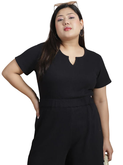 Rigo Cotton Plus Size Midi Jumpsuit | Slim Fit Stylish Western Playsuit | One Piece Dress for Women