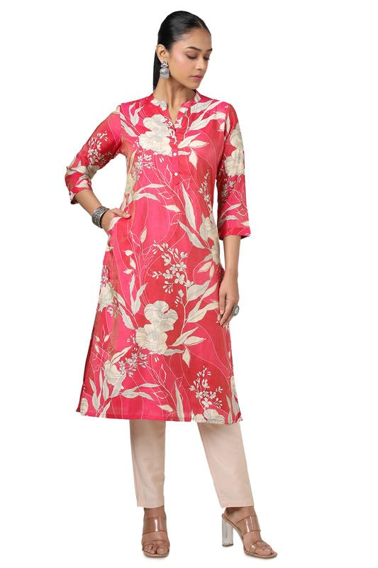 Soch Womens Fuchsia Tissue Floral Print Kurta