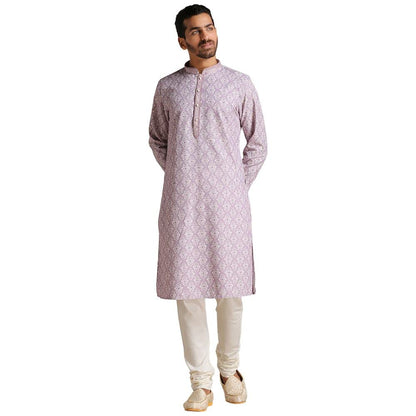 Manyavar Kurta Set For Men, Full Sleeves Mandarin Collar Ethnic MenS Kurta Set For Engagement, Wedding, Party Blended Cotton Pr