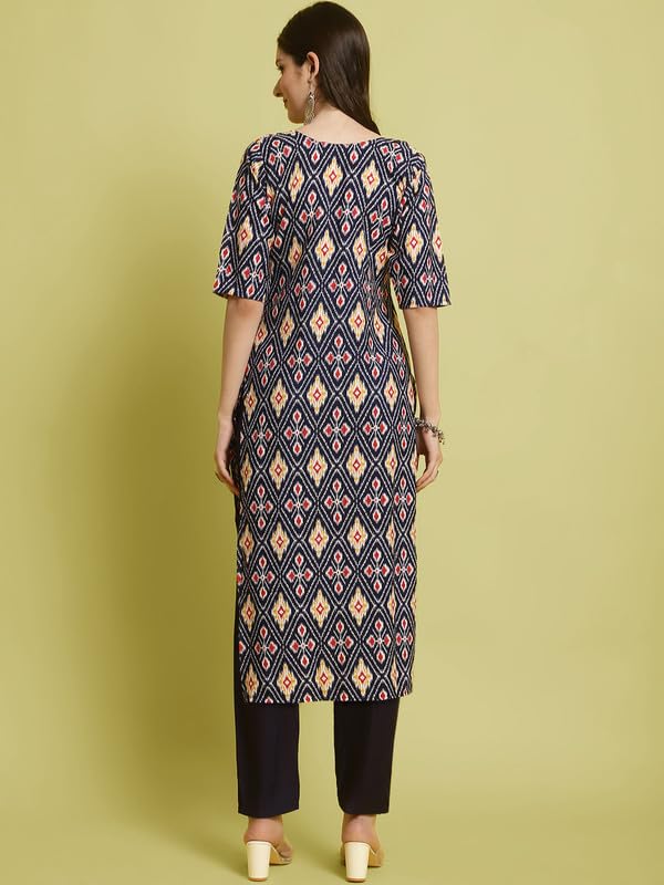 Pinkmint Elegant Printed Crepe Kurta And Pant Set For WomenS Ll Fashionable Kurti Combo Set Ll Stright Round Neck Kurti (Pack O