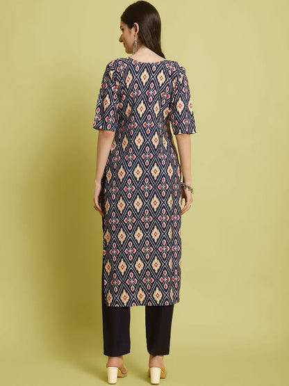 Pinkmint Elegant Printed Crepe Kurta And Pant Set For WomenS Ll Fashionable Kurti Combo Set Ll Stright Round Neck Kurti (Pack O