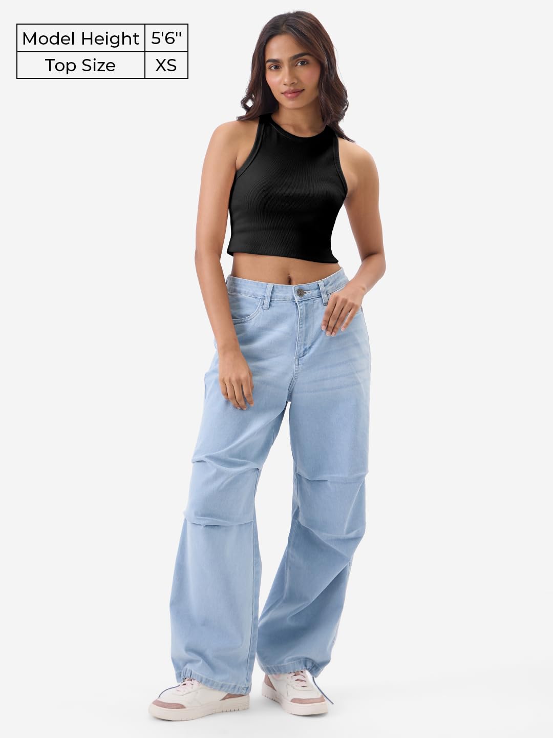 The Souled Store Solids: Jet Black Women and Girls Sleeveless Round Neck Tank Top