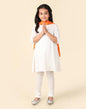 Fabindia Girl's Cotton Printed Regular Fit Churidar Set (1035444WHITE_White