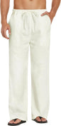 CB-COLEBROOK Mens Casual Linen Pants Elastic Waist Pants Drawstring Summer Beach Yoga Linen Trouser | Loose Fit Track Pants (in,