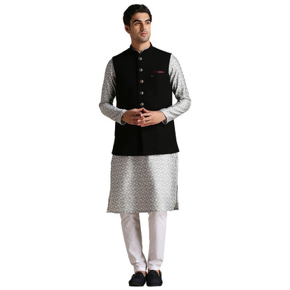 Manyavar MenS Nehru Jacket (Wc0210-310_Black