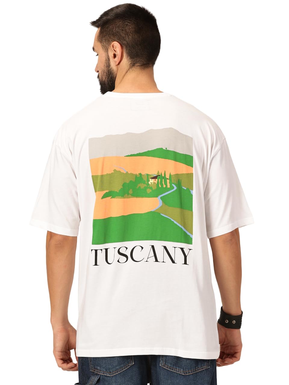 Thomas Scott Mens Oversized Fit T-Shirt (TSKOversized_White Tuscany