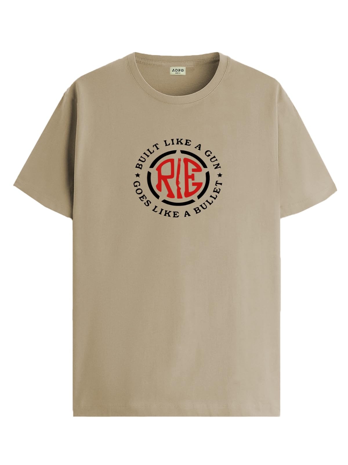 ADRO Mens Solid Regular Fit T-Shirt (RN24-BUL-BE_Beige