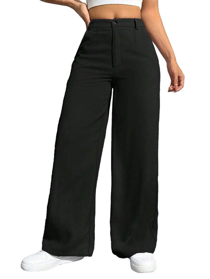 Toochki Tailored Trousers for Womens | Women High-Waisted Pant | Solid Korean Bottom Wear Trouser Black