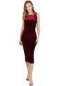 Toochki WomenS Maroon Velvet Solid Bodycon Western Dress | Dresses For Women | A Line Latest Trendy Midi