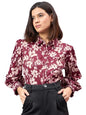 Style Quotient Women Maroon and Beige Floral Printed Polyester Regular Fit Smart Casual Shirt