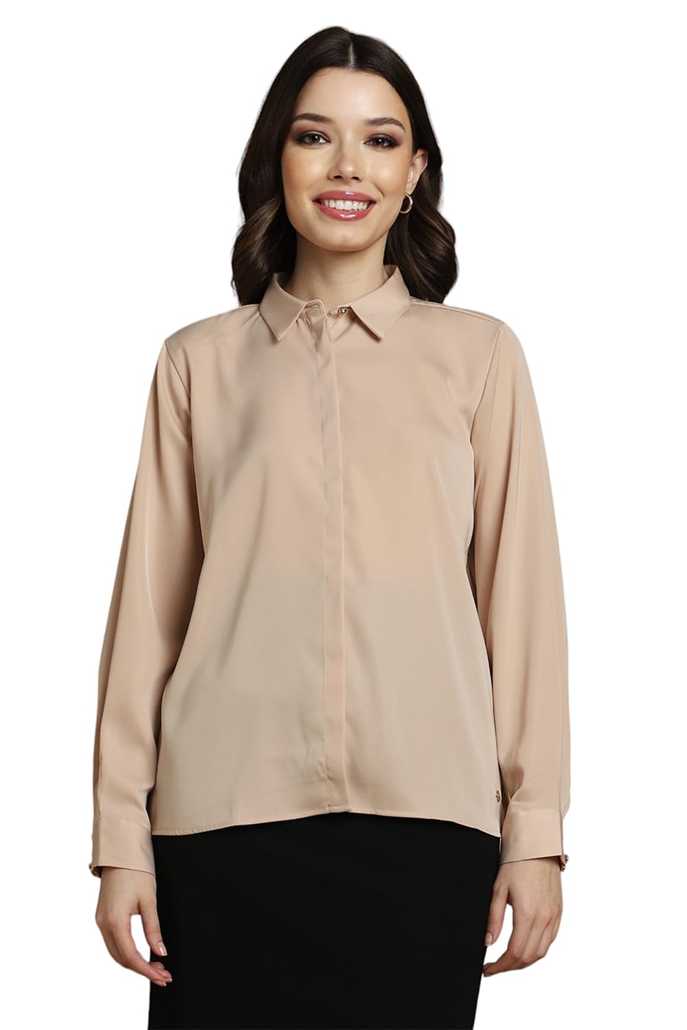 Allen Solly Women Solid Formal Polyester Full Sleeve T-Shirt