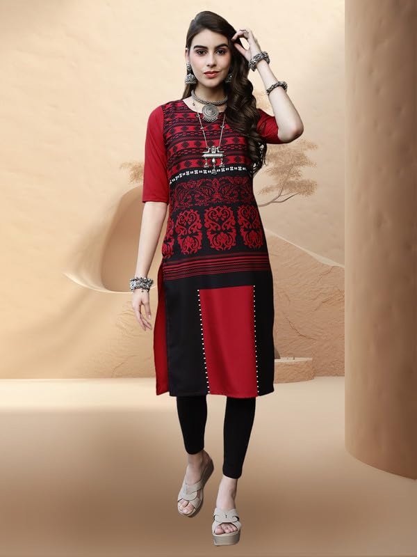 Pinkmint Womens Crepe Digital Print Straight Kurta [Pack of 6]