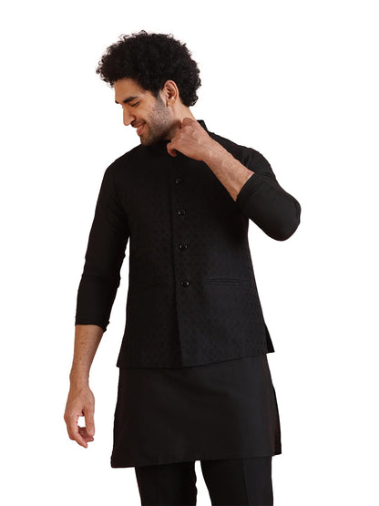 Kisah Nehru Jacket For Men  Textured Cotton Blend Modi Jacket | Ethnic & Formal Waist Coat For Weddings, Parties & Office Wear,