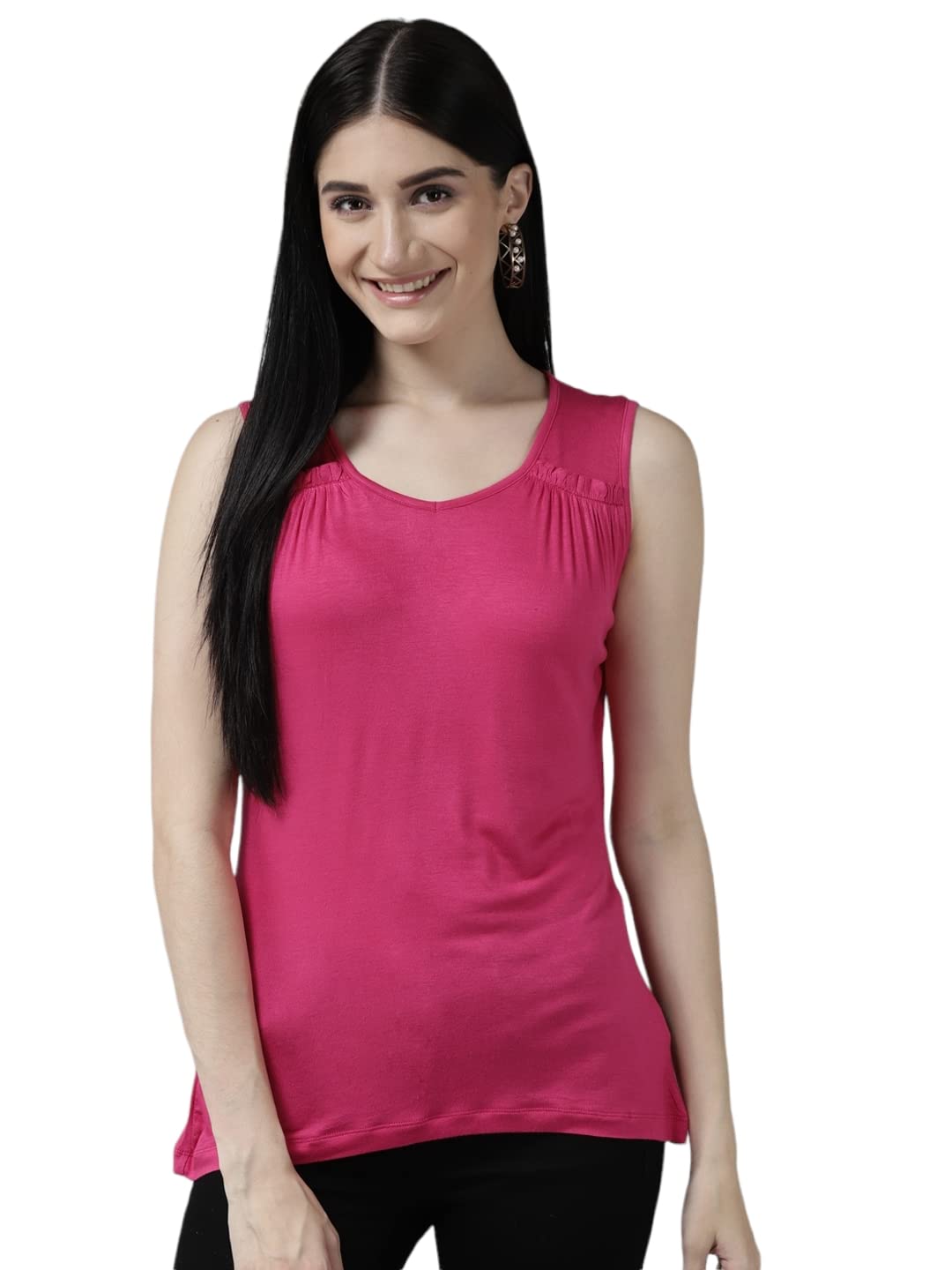 Aarika Womens Rani Color Georgette Casual Wear Top (Tp-W-M-12260-Rani-Xl)