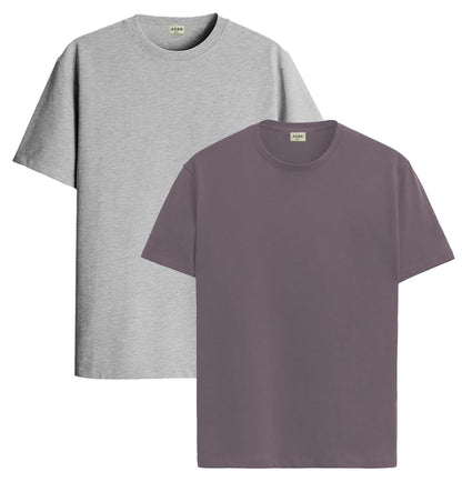 ADRO Mens T Shirts | Solid Tshirts for Men | Pure Cotton Lycra Fabric | 4 Way Stretch Smart tech Tshirt | Pack of 2 Round Neck T