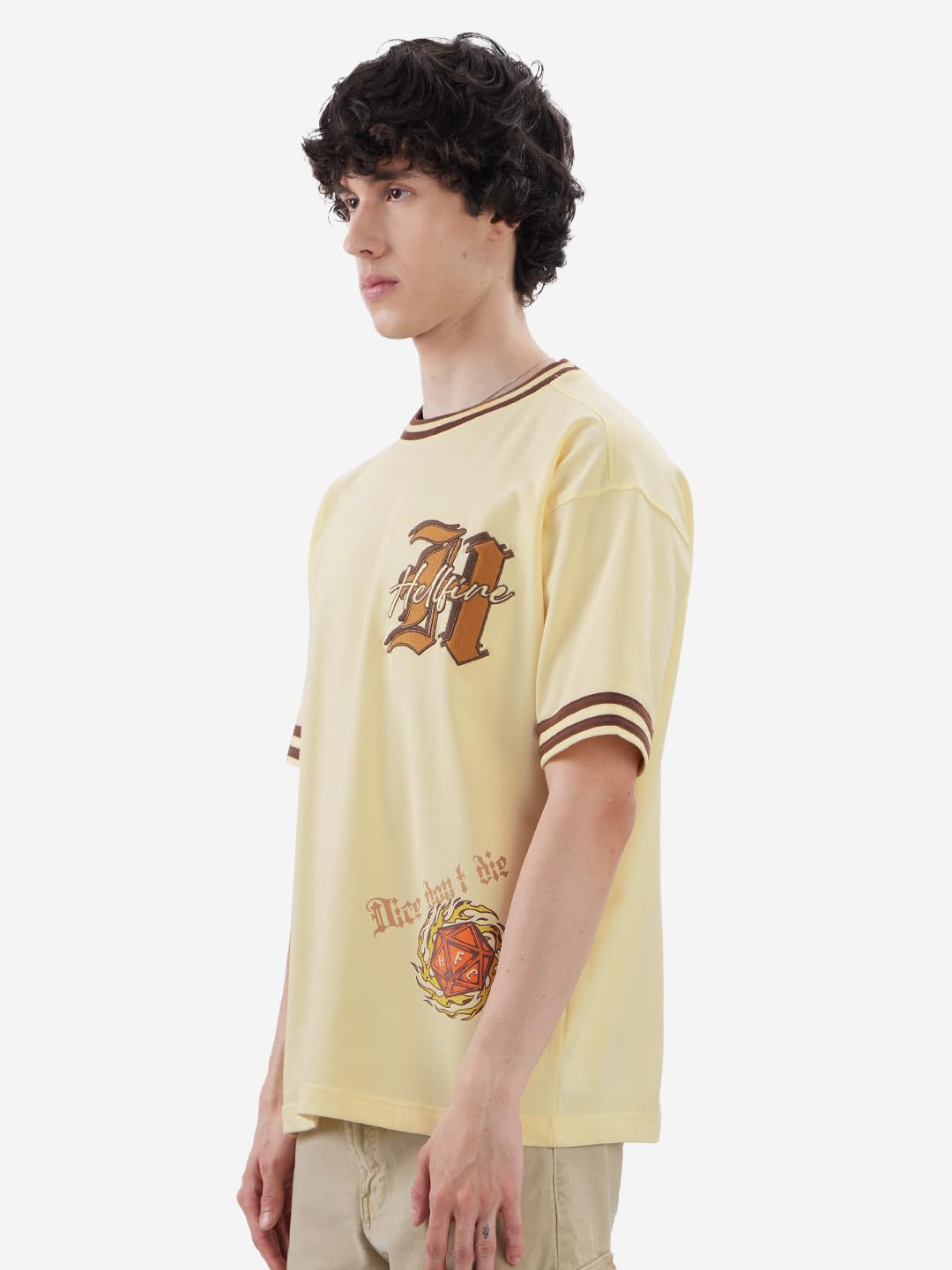 The Souled Store Official Stranger Things: Hellfire Club Men And Boys Short Sleeve Round Neck Off-White Graphic Printed Cotton O