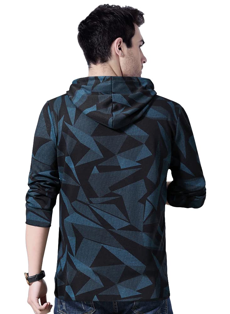 Eyebogler MenS Hooded Neck Full Sleeves Printed Regular Fit T-Shirt
