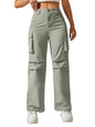 TAGAS Womens Solid Flap Pocket Mid Rise Cargo Pants || Cargo for Women Green