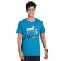 Turtle Men 100% Cotton Slim Fit Teal Blue Round Neck T-Shirt
