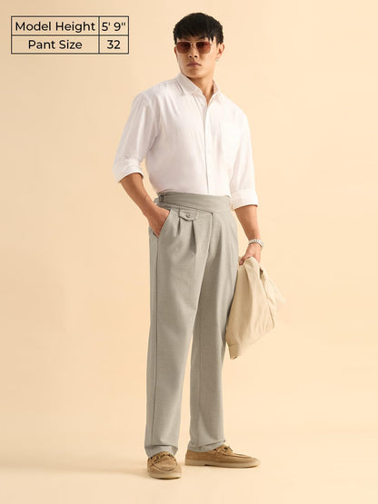 The Souled Store: Gurkha Pants Men and Boys Solid Polyester Blend Straight Fit Adjustable Waistband 4-Way Stretch Wrinkle Resist