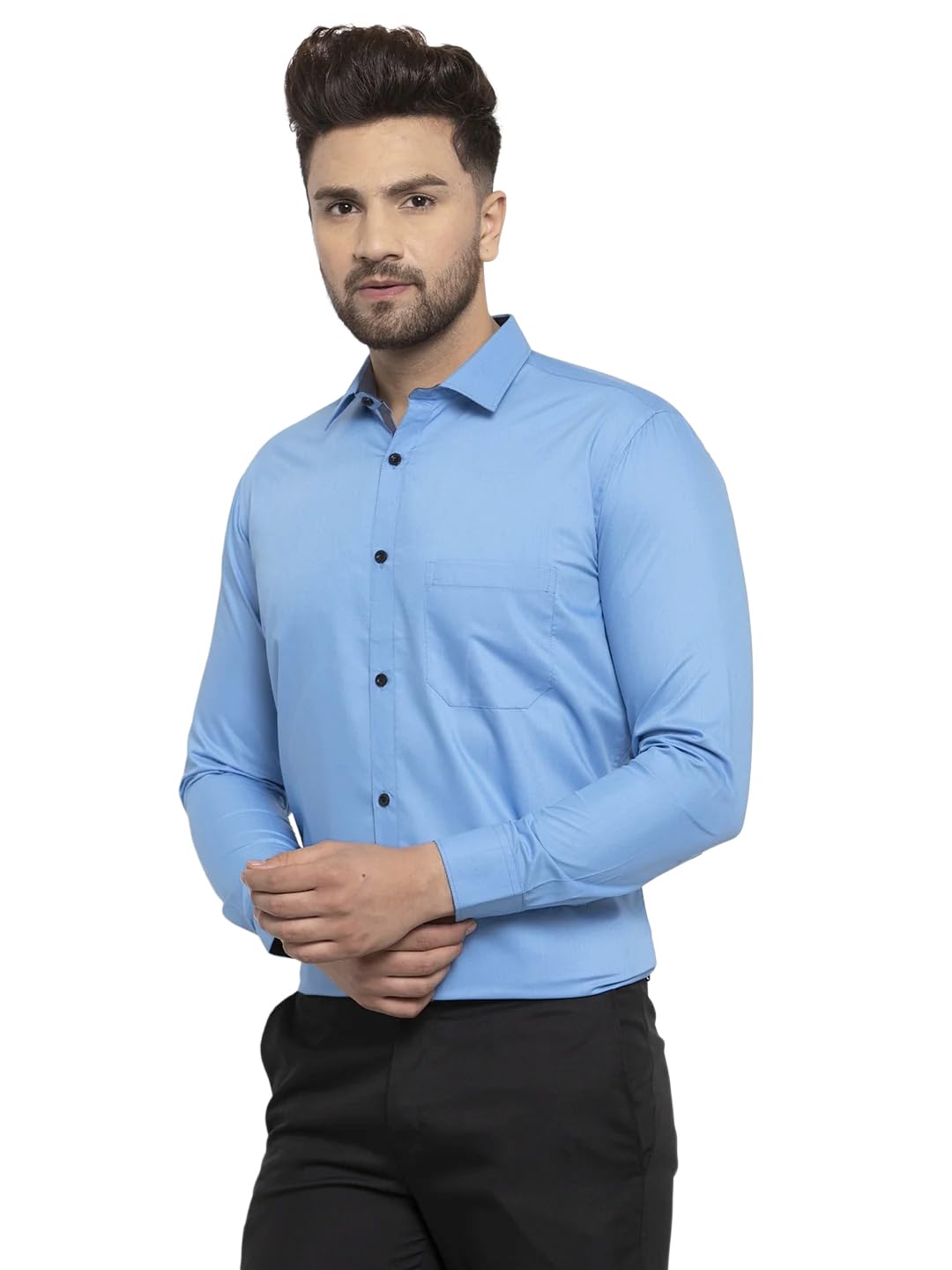 Pinkmint Mens Long Sleeve Button Down Shirt for Men Collared Casual Formal Soild Shirt