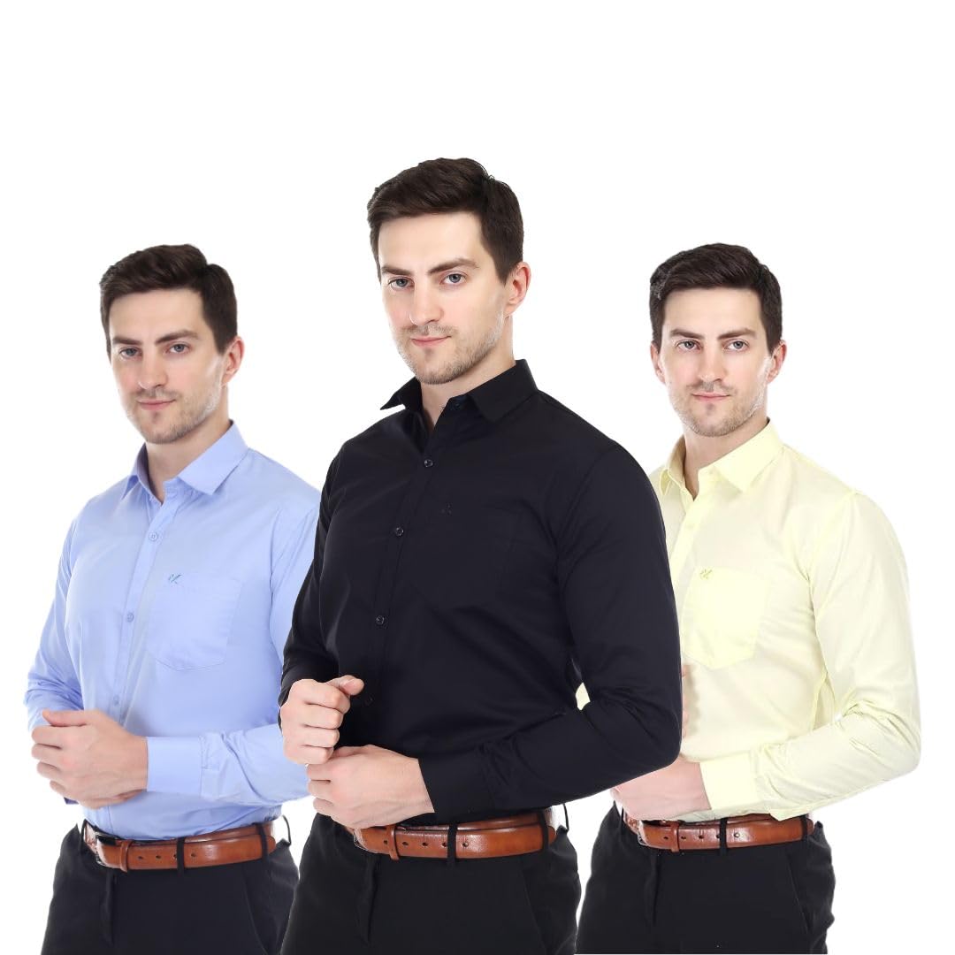 Xjarvis Clifton MenS Regular Fit Cotton Blend Plain Shirt  Full Sleeves Casual & Formal Summer Shirt With Pocket Design & Sprea