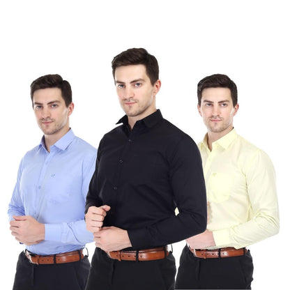 Xjarvis Clifton MenS Regular Fit Cotton Blend Plain Shirt  Full Sleeves Casual & Formal Summer Shirt With Pocket Design & Sprea