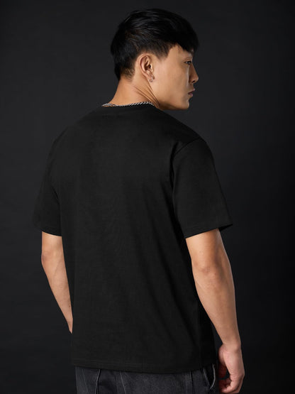 The Souled Store Naruto Shippuden: Chibi Pain Men and Boys Short Sleeves Round Neck Black Embellished Cotton Relaxed Fit Lightwe
