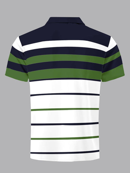 Noble Monk MenS Regular Fit Polo Neck T-Shirt | Half Sleeve | Stripe On Chest | Collared Neck Tshirt For Men